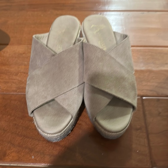 Tan Suede Wedge Sandal - Picture 1 of 6